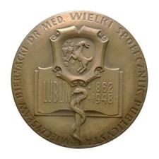 POLONIA LUBLIN Mieczysław Biernacki dottore in medicina medaglia 1948 70 mm