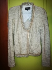 MAGLIA MAGLIETTA CARDIGAN GIACCA PATRIZIA PEPE TAGLIA 42 COLORE BEIGE E DORATA 