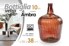 BOTTIGLIA DAMIGIANA ARREDO VASO CENTROTAVOLA LIVING CLASSICO MODERNO AMBRA 36cm