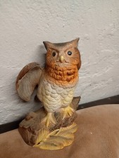 Vtg Royal Crown EnglandMatte Porcelain Bisque Multicolor 8" Horned Owl Figurine 