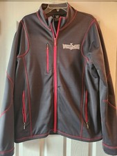 WWW WrestleMania 31 zip up large gray, waffle knit & embroidered jacket - Sting 