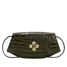 #Patricia Nash Handley borsa a tracolla baguette in pelle - Croc oliva ($ 199 al dettaglio)