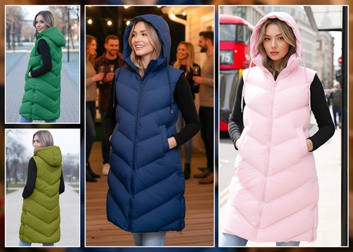 Gillet lungo con cappuccio - , da