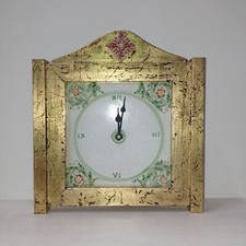 ✅OROLOGIO IN CERAMICA CON CORNICE IN LEGNO CON FOGLIA ORO 100% FATTO A MANO