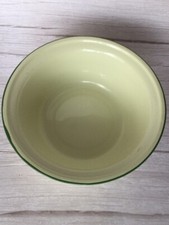 Bacile Catino Lavamani Vintage Tondo In Ferro Smaltato Con Bordo Verde Cm 28