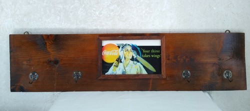 Coca cola wooden hanger plaque - cola,