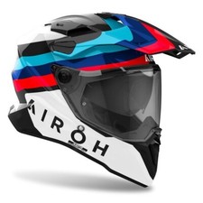 CASCO AIROH COMMANDER 2 DOOM bianco blu rosso moto enduro granturismo