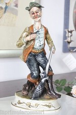 HUNTER  VINTAGE LARGE PORCELAIN CAPODIMONTE H cm 33 MADE ITALY - FIGURA D'EPOCA