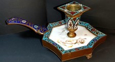 Antico Candelabro Bugia  - Cloisonne E porcellana - Francia