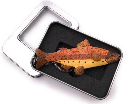 Portachiavi legno pesce - portachiavi,