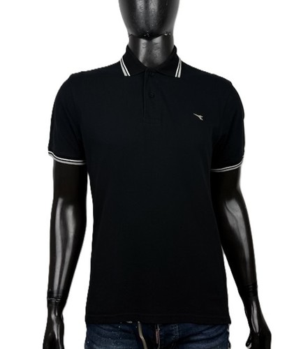 Diadora polo uomo nera logo - uomo,
