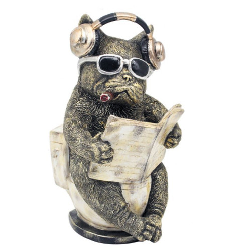 French bulldog toilet reading - french,