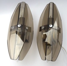 Veca Fontana Arte 2 applique applique anni 60 vetro fumè cromato