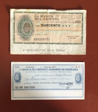 2 Mini Assegni da 200 Lire del