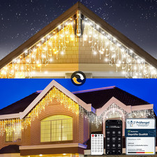 Luci Natale Da Esterno Cascata, Luci Natale Esterno Bianco Caldo E Freddo, Tenda