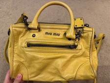 borsa a mano miu miu tracolla piccola logo pelle gialla donna USATA DAL GIAPPONE