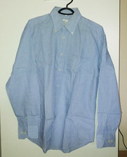 FERRO camicia azzurra maniche lunghe uomo taglia M tasca 100% cotone blu no stir