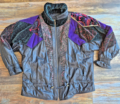 Giacca patchwork vintage pelle - giacca,