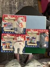 Ty American Trio Beanie Babies Bundle  Liberty Righty Lefty 1st Gen 1996 Retired