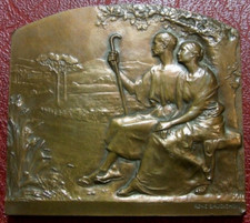 Artistico Nouveau Christian Matrimonio Una Coppia Seduta A Vecchio Orlo Medaglia