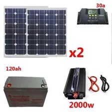 KIT FOTOVOLTAICO PER CASA BAITA CAMPER PANNELLO SOLARE 50WATT INVERTER BATTERIA 