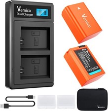 Vemico NP-FW50 Batteria Caricabatterie Kit 2x1200mAh Batteria di Ricambio con US