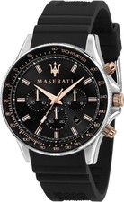 Orologio Cronografo Uomo Maserati Sfida R8871640002 Quadrante Nero Accenti Oro Rosa