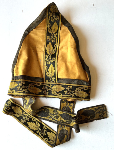 Antique clergy mitre hat silk - clergy,