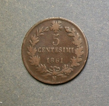 5 centesimi 1861  zecca N NAPOLI Vittorio Emanuele II