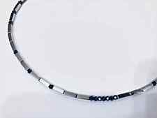 Collana Girocollo Uomo in Pietra Naturale Ematite rettangoli blu rosso oro 3mm