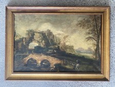 Cornice Oleografia riproduzione Salvator Rosa “Paesaggio con Ponte Rotto”