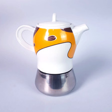 Caffettiera vintage in ceramica e acciaio decorata chic coffee moka retrò design