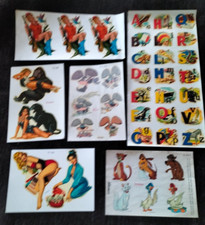 DECALCOMANIE LOTTO VARIO CAROSELLO PIN-UP ALFABETO ARISTOGATTI  Vintage Anni '70