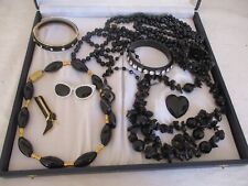 LOTTO BIGIOTTERIA VINTAGE NERO COLLANA BRACCIALE spilla black is black