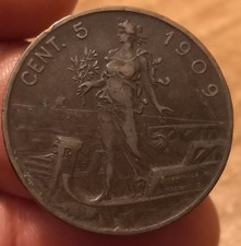 Moneta 5 Centesimi 1909 Prora