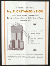 Pubblicità Brochure Officina Meccanica P. Cattaneo & Figli - Essicatoio 1935 ca.