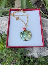 Collana conchiglia verde In ceramica di Caltagirone  E Pietre Vere handmade