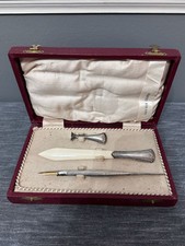 Antico set scrivania anni '20 - in scatola - argento 800 e avorio italiano