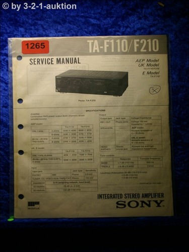 Sony service manual - sony, ta