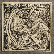 Importante Capolettera  "C" Ercole e Centauri Grafica antica Xilografia Sec. XVI