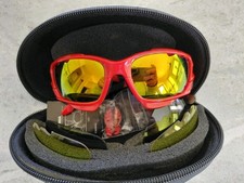 Occhiali da sole Oakley Red Jawbone 04-210 62/18 con custodia e lenti extra USA NUOVI
