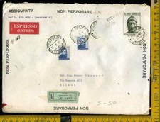 Repubblica Busta Assicurata Espresso con Francobollo 500 Lire Dante 