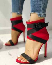 Sandali stiletto nero rosso