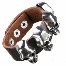 Marrone Bracciale Teschi