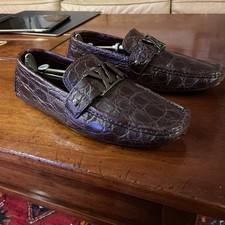 Mocassini Louis Vuitton Monte Carlo Moka pelle di coccodrillo UK 7