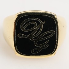 Anello DOLCE & GABBANA tono oro smalto ottone sigillo logo DG regolabile 620usd