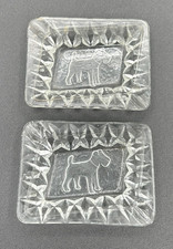 Schnauzer Bicchiere Trinket Dish Set di 2 Scottie Dog Japan Scotty Intaglio Vintage