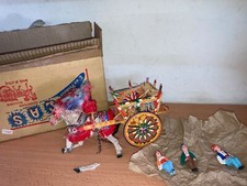 Vintage LAS Souvenir CARRETTO SICILIANO 22 cm con PUPI in Box Italy