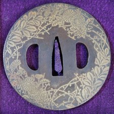 Antico tsuba autunno - tsuba, fiori