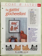 Schema punto croce Ricamo Tre gattini giocherelloni gatto gatti 
